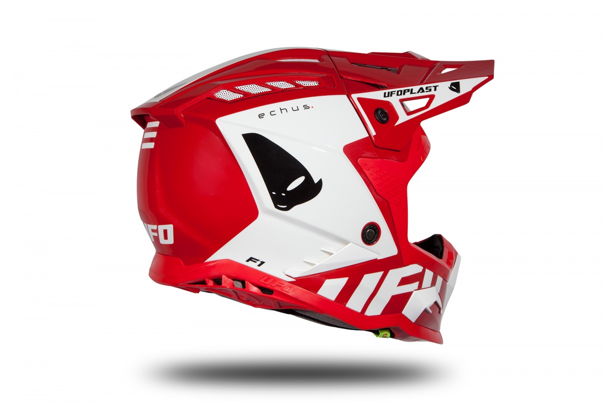Motocross helmet Echus DOT red and white glossy - Home - HE13004-BW - Ufo Plast