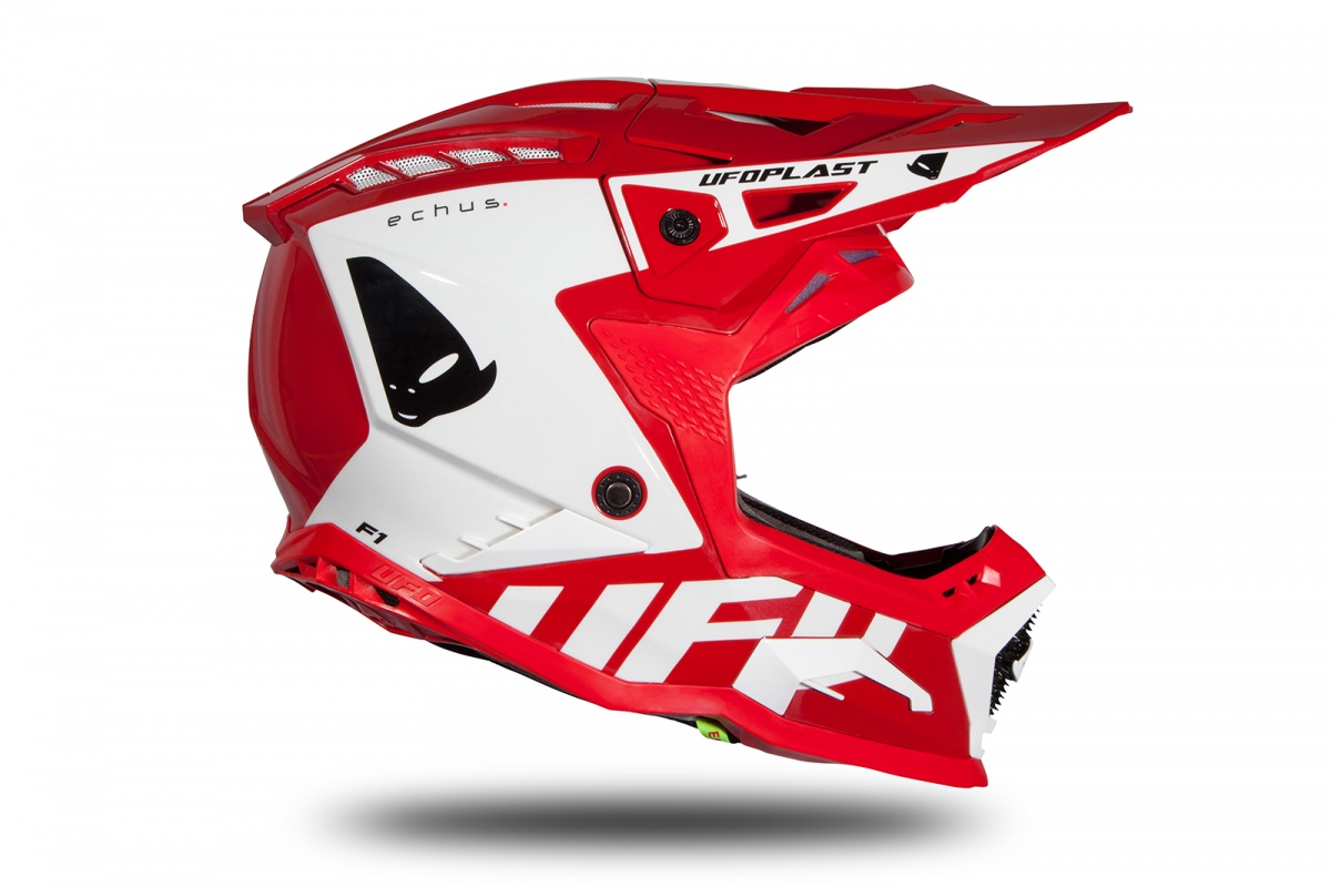 Motocross helmet Echus DOT red and white glossy - Home - HE13004-BW - Ufo Plast