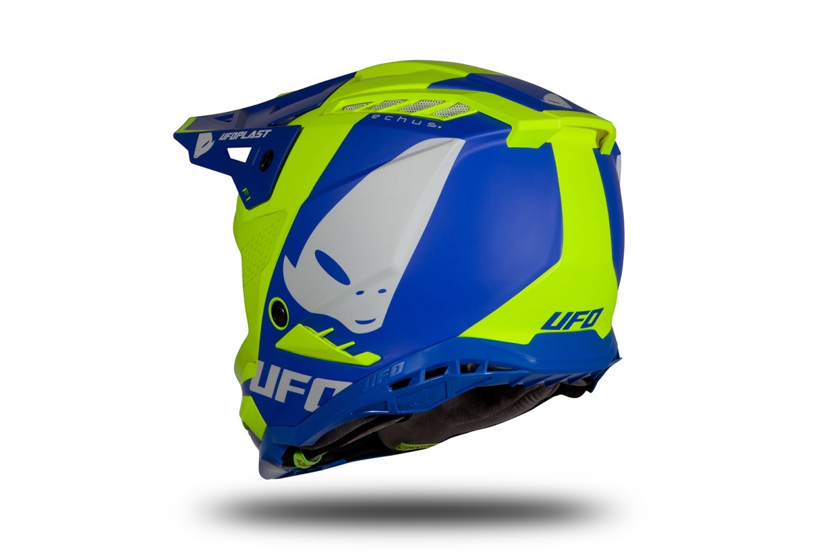 Motocross helmet Echus DOT blue and neon yellow matt - HIGHLIGHT 2023 - HE13004-CD - UFO Plast