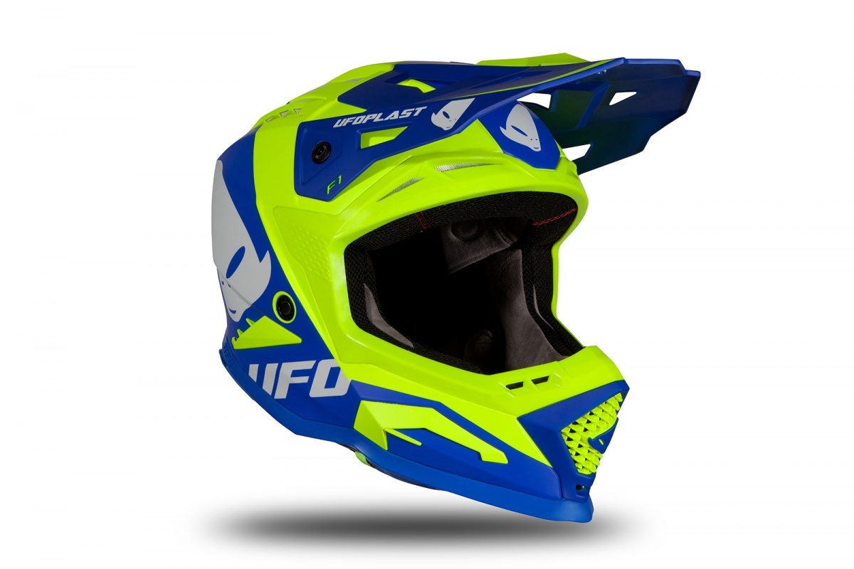 Motocross helmet Echus DOT blue and neon yellow matt - HIGHLIGHT 2023 - HE13004-CD - UFO Plast