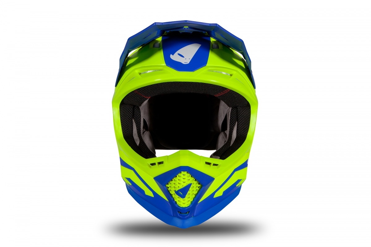 Motocross helmet Echus DOT blue and neon yellow matt - HIGHLIGHT 2023 - HE13004-CD - UFO Plast
