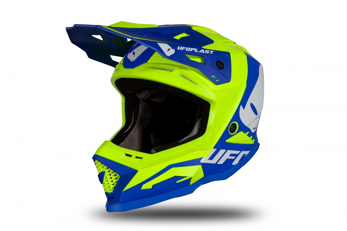 Motocross helmet Echus DOT blue and neon yellow matt - HIGHLIGHT 2023 - HE13004-CD - UFO Plast