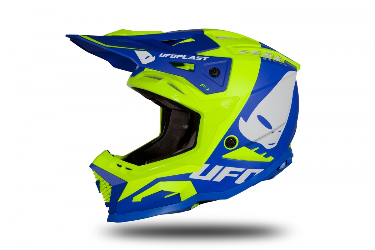 Motocross helmet Echus DOT blue and neon yellow matt - HIGHLIGHT 2023 - HE13004-CD - UFO Plast