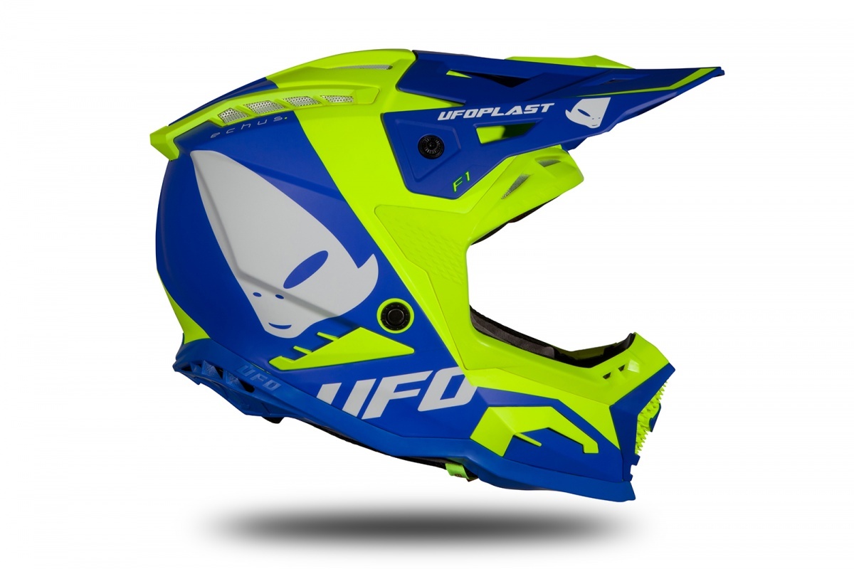 Motocross helmet Echus DOT blue and neon yellow matt - HIGHLIGHT 2023 - HE13004-CD - UFO Plast