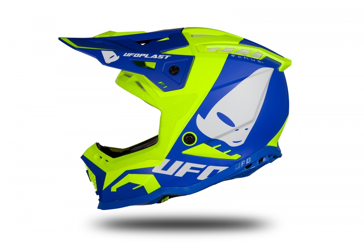 Motocross helmet Echus DOT blue and neon yellow matt - HIGHLIGHT 2023 - HE13004-CD - UFO Plast