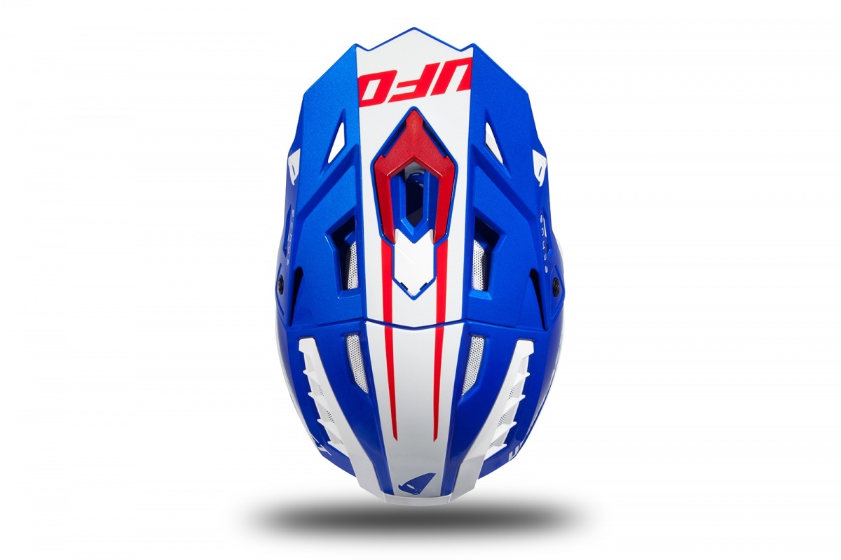 Motocross helmet Echus DOT blue, white and red glossy