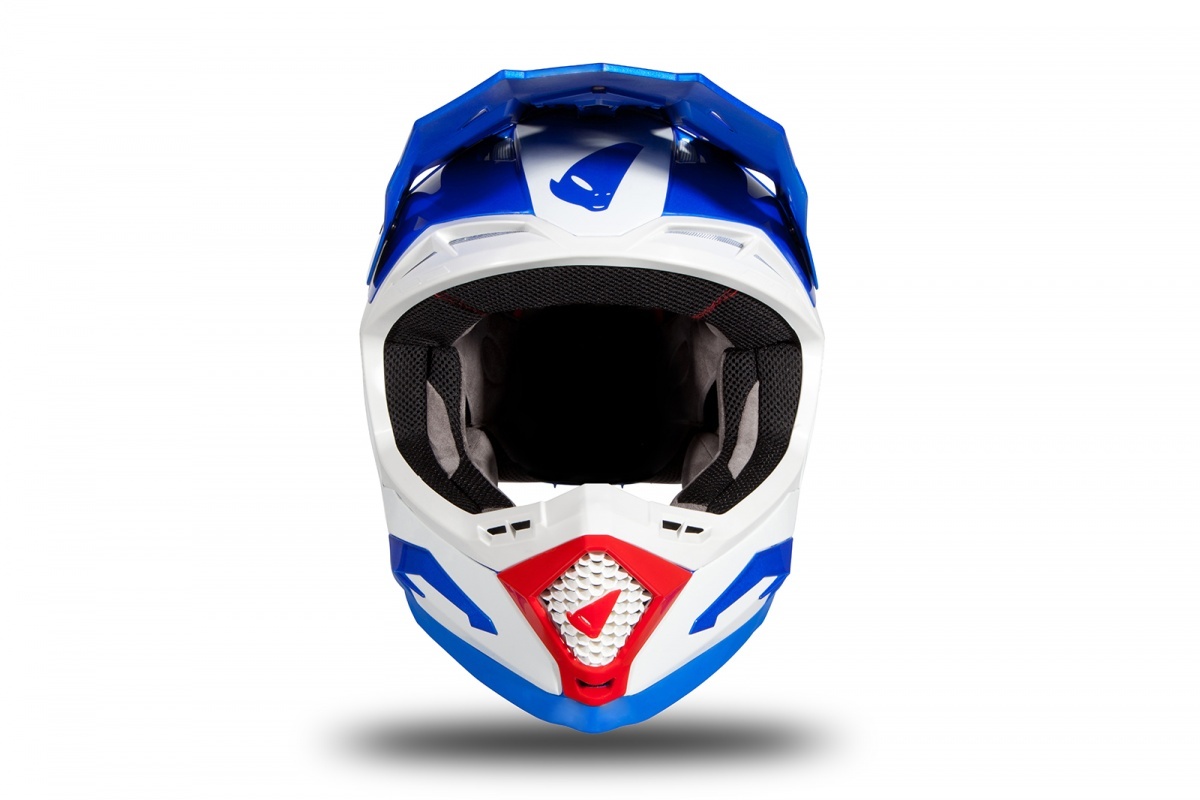 Motocross helmet Echus DOT blue, white and red glossy