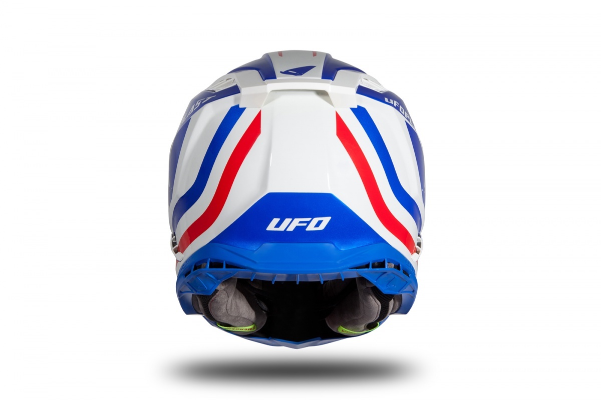 Motocross helmet Echus DOT blue, white and red glossy