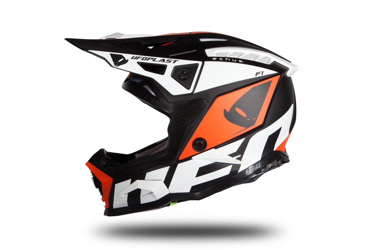 Motocross helmet Echus DOT black, orange and white matt